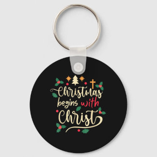 Porte-clés Noël commence avec le Christ jour de Noël chrétien