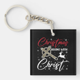 Porte-clés Noël commence avec le Christ Xmas chrétien