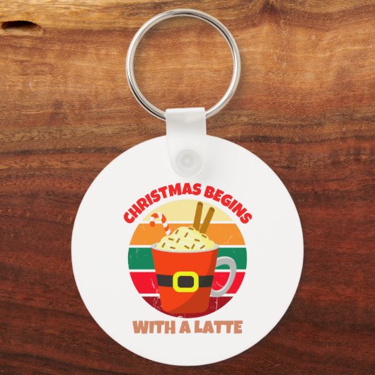 PORTE-CLÉS NOËL COMMENCE AVEC UNE LATTE (Recto)