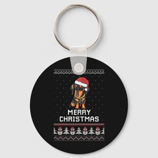 Porte-clés Noël Dachshund (Recto)
