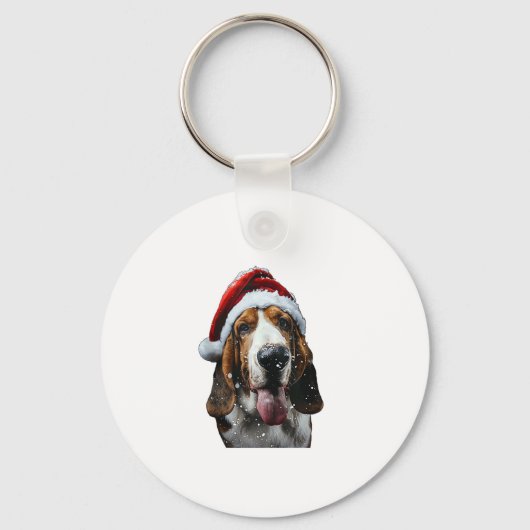 Porte-clés Noël de Basset Hound (Recto)