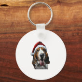 Porte-clés Noël de Basset Hound (Recto)