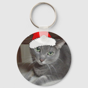 Porte-clés Noël de la chatte bleue russe