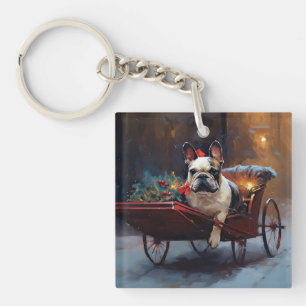 Porte-clés Noël de la saison festive Bouledogue français