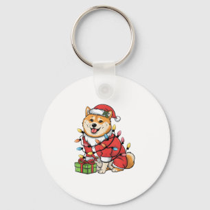 Porte-clés Noël de l'éclairage de Noël Père Noël Shiba Inu Ch