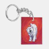 Porte-clés Noël de l'ours polaire sur le rouge (Devant gauche)