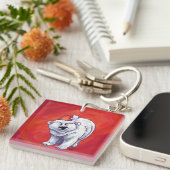 Porte-clés Noël de l'ours polaire sur le rouge (Devant Droit)