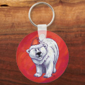 Porte-clés Noël de l'ours polaire sur le rouge (Recto)
