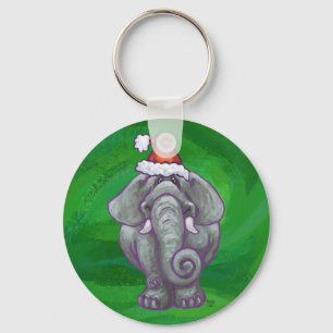 Porte-clés Noël d'éléphant sur le vert