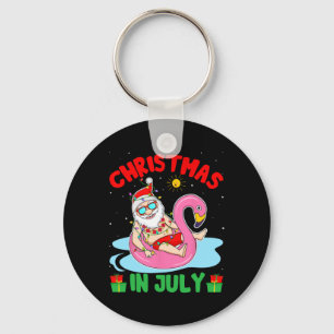 Porte-clés Noël d'été en juillet - Père Noël tropical en surf