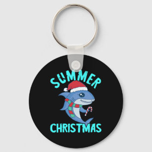 Porte-clés Noël d'été en juillet Santa Shark poisson Xma mign