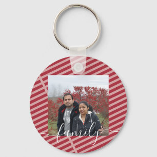Porte-clés Noël double face avec deux photos de famille perso
