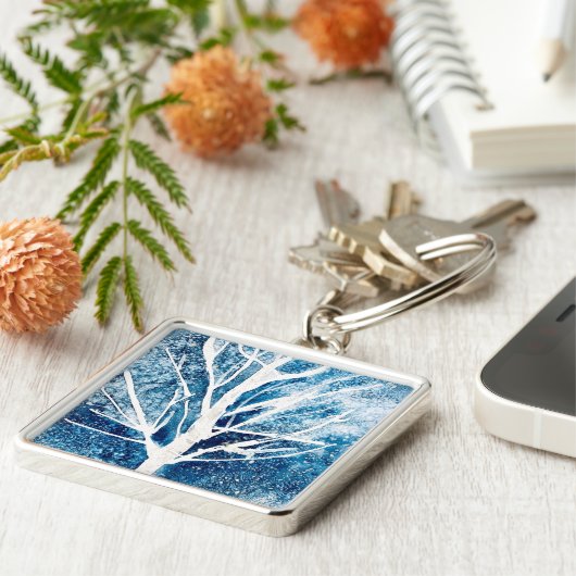 Porte-clés Noël du bouleau blanc d'hiver (Côté)