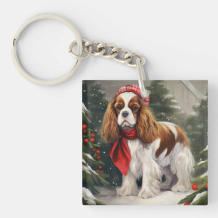 Porte-clés Noël du chien espagnol Cavalier King Charles