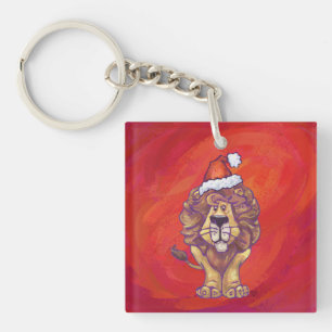 Porte-clés Noël du lion en rouge