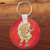 Porte-clés Noël Du Poulet Sur Rouge (Recto)