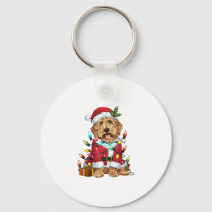 Porte-clés Noël Éclairage Père Noël Labradoodle Chien Noël