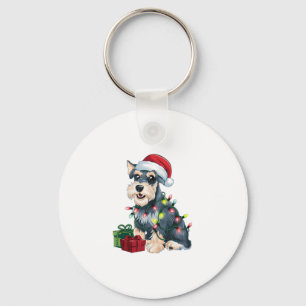 Porte-clés Noël Éclairage Père Noël Standard Schnauzer Chien