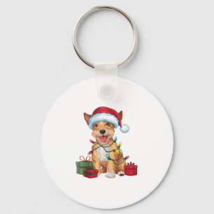 Porte-clés Noël Éclairage Santa Hat Skye Terrier Chien Noël