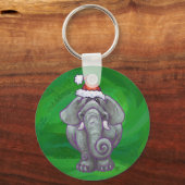 Porte-clés Noël Eléphant Sur Vert (Recto)