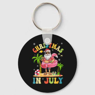 Porte-clés Noël En Juillet Funny Père Noël Summer Beach Vacat