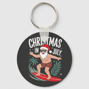 Porte-clés Noël en juillet Funny xmas Noël Santa Plage