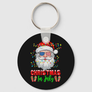 Porte-clés Noël En Juillet Père Noël Patriotique Festive Noël