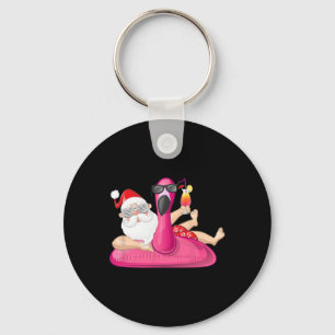 Porte-clés Noël en juillet Santa Hawaii Flamingo Vacances d'é