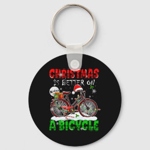 Porte-clés Noël Est Mieux À Vélo Père Noël Cyclist Col