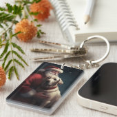 Porte-clés Noël festif du Père Noël au Labrador (Devant droit)