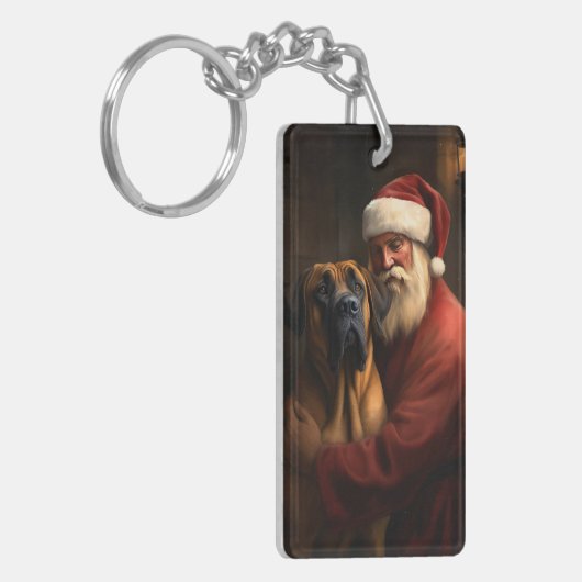 Porte-clés Noël festif Rhodesian Ridgeback Santa Claus (Devant gauche)