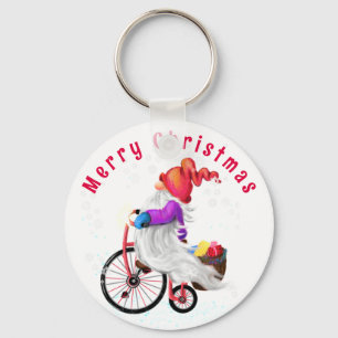 Porte-clés Noël Gnome avec Porte - clé vélo et cadeaux