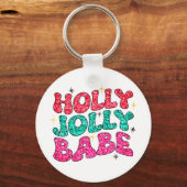 Porte-clés Noël Holly Jolly Babe Parties scintillant moderne (Verso)