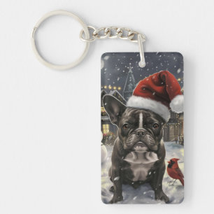 Porte-clés Noël Joie de vivre Bouledogue Français Hiver Merve