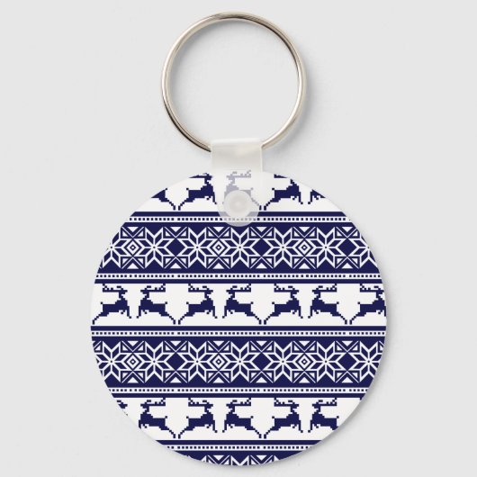 Porte-clés Noël, le bleu et le blanc scandinave (Recto)
