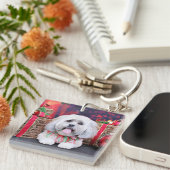Porte-clés Noël - Lhasa Apso - solo (Devant Droit)