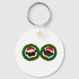 Porte-clés Noël mignon Carlin noir et Carlin de la faune Père