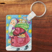 Porte-clés Noël mignon, Père Noël avec chatons et chats ! (Verso)