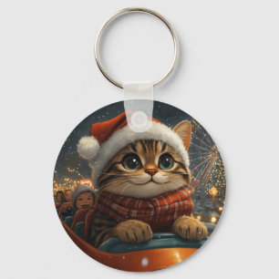Porte-clés Noël Montagnes Russes Chat Bengal