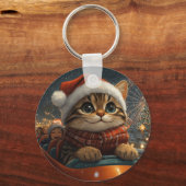 Porte-clés Noël Montagnes Russes Chat Bengal (Verso)