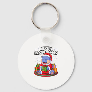 Porte-clés Noël Moo Deng Merry Moodengmas Baby Hippo Chr