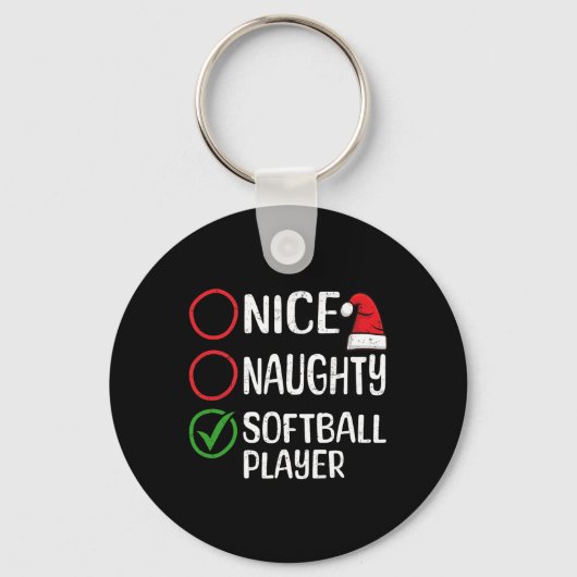 Porte-clés Noël Nice Naughty Softball Player Noël L (Recto)