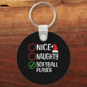 Porte-clés Noël Nice Naughty Softball Player Noël L (Recto)