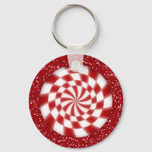 Porte-clés Noël Parties scintillant rouge Peppermenthe Porte