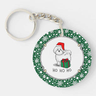 Porte-clés Noël Père Noël Bichon Frise Chien mignonne