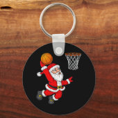Porte-clés Noël Père Noël Dunking Un Fun De Basket-ball Xma (Verso)