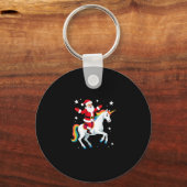 Porte-clés Noël Père Noël équitation Unicorne Xmas filles fem (Recto)
