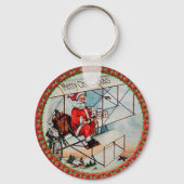Porte-clés Noël Père Noël volant un vieil avion (Recto)