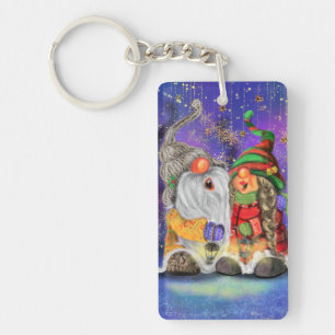 Porte-clés Noël Porte - clé Cadeau Couple Gnomes Chanter