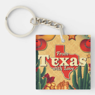 Porte-clés Noël rétro vintage du Texas avec amour